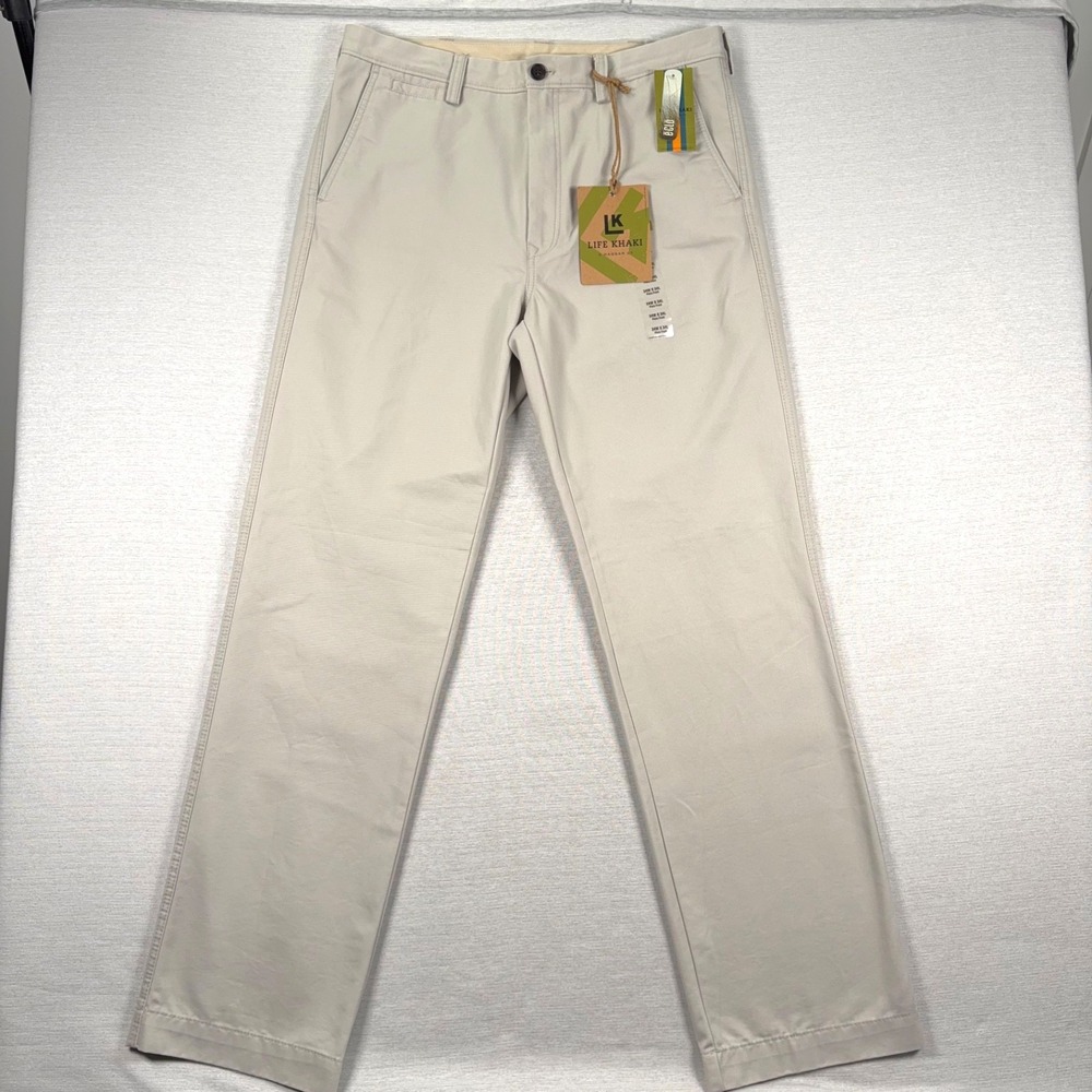Life Khaki Relaxed Straight Pants Mens 34x34 Cotton Polyester NEW